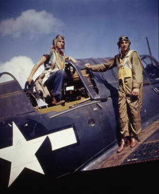 Curtiss SB2C helldiver aircraft dressed flight gear pose prepare g- Old Photo