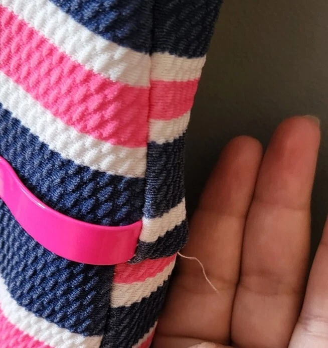 Vestido Niña Primavera/Verano Talla 3t, Rayas Rosa, Blanco y Azul Marino-Nannette Foto 3 de 4