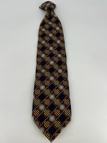Vintage Classic Mens Towncraft Deluxe Necktie Multicolored Geometric 