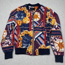 Zara Mens Bomber Jacket Nautical Print Blue R...