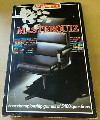 VINTAGE MASTERQUIZ SPIEL WADDINGTONS 1984 100% KOMPLETT KARTEN NOCH VERSIEGELT