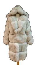 Designer Blue Fox Fur Collar Hood Coat Size P Xs 0 2