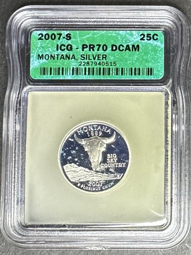 2007-S Silver Proof Montana Quarter ICG PR-70 DCAM, Buy 3 Items, Get $5 Off!!