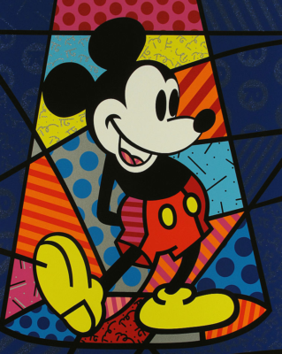 Romero Britto Spotlight Mickey Mouse Hand Signed Serigraph glitter