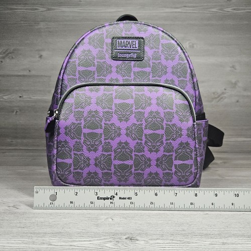 Mini Mochila Marvel Black Panther Negra Púrpura Bolso Loungefly Cartera Cuero Sintético - Imagen 13 de 14