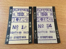 1958 Playfair Horse Racing Tote Betting Tickets, $50 Bets - Washington State