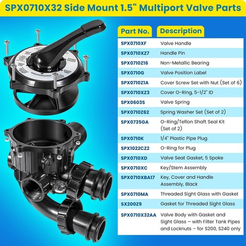 SPX0710X32 Multiport Valve 1.5 Inch Side Mount for Hayward S200 S240 Sand Filter - Picture 2 of 9
