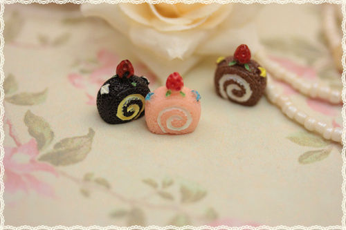 3pz miniatura resina doll house fimo cernit orecchini collane torta - Picture 1 of 1