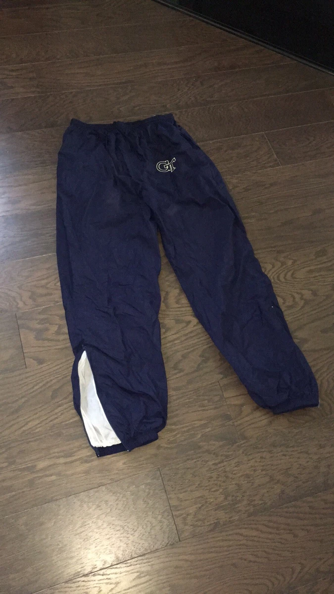 Vintage 90 s Champion Nylon Lined Work Out Track Pants Mens Georgia Tech Blue L