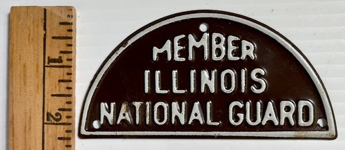 1950s 1960s ILLINOIS NATIONAL GUARD STEEL LICENSE PLATE TOPPER AUTO BICYCLE - Picture 3 of 5