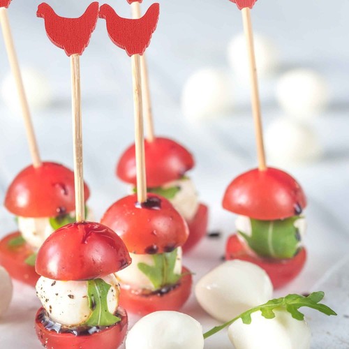 BambooMN Red Rooster Cocktail Appetizer Bamboo Toothpick Stick Drink Pick - Picture 6 of 11