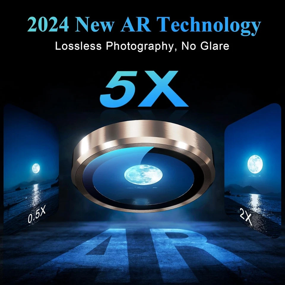 Cubierta protectora de pantalla de vidrio de metal templado para cámara para iPhone 16/16+/16 Pro Max Foto 3 de 4