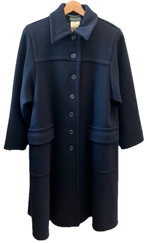 HARVE BENARD 100% Wool VTG Navy Long Button Up Overcoat Women’s Size 12 - Picture 2 of 4