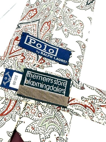 Sehr Vintage Polo Ralph Lauren Seidenkrawatte Zitronenmuster grün rot Spur Paisley NR