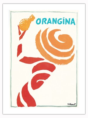 Orangina with Orange Pulp - Vintage French Ad Poster by Bernard Villemot