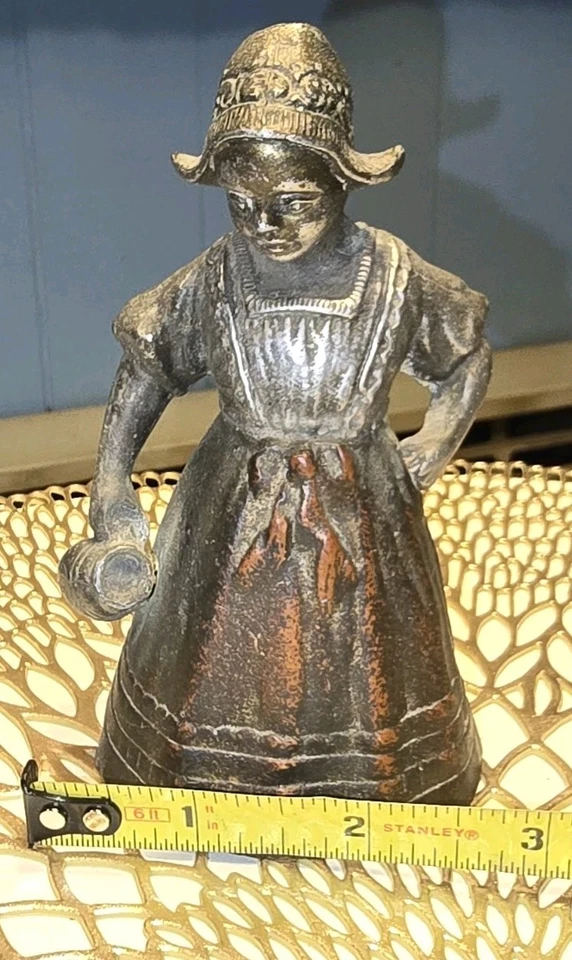 Vintage Bronze Lady Bell | Estatueta Antiga Serva Bell | Decoração Estilo Vitoriano - Imagem 2 de 4