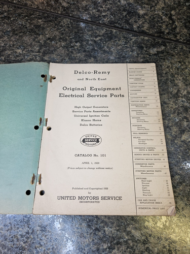1938 Delco Remy & NE Electrical Service Parts Catalog #101 (lot 848) - Picture 4 of 6