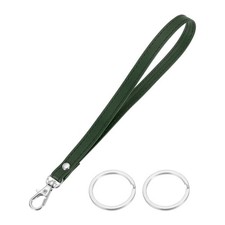 7 Inch Wristlet Strap PU Leather with 2 Silver Rings for Clutch Green 