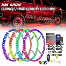 4 Pack 17.5" RGB Chasing Flow Single LED Wheel Ring Rim Lights For Truck Car set