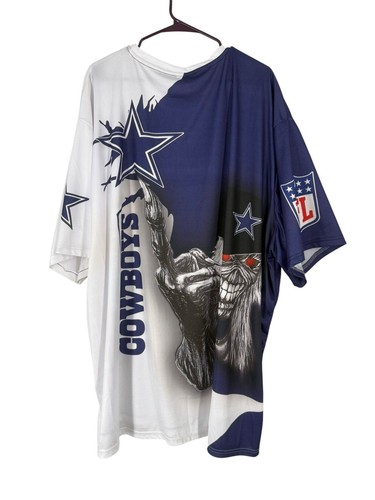 Vintage Dallas Cowboys Graphic Tee 5XL Skull in a Cap Showing Middle Finger - Picture 8 of 11