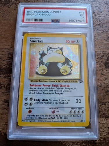 Snorlax Holo Jungle PSA 5 EX Unlimited Pokémon TCG 1999 Holographic Graded #11