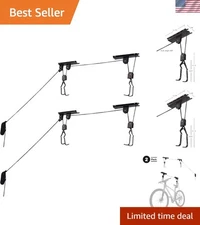 Ceiling-Mounted Bicycle Hoist - Effortless 2-Pack Installation with Safety Locks