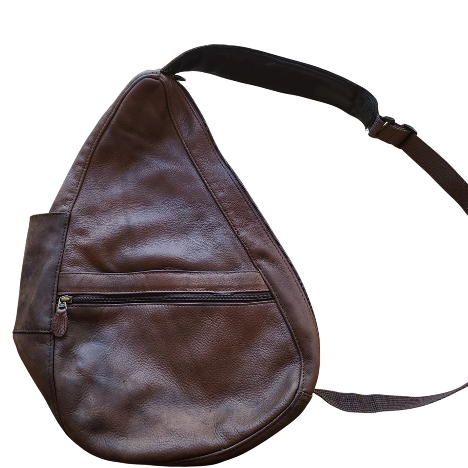 Bolso Mochila Bandolera de Viaje Unisex LL Bean Vintage Cuero Marrón DEFECTUOSO Foto 3 de 4