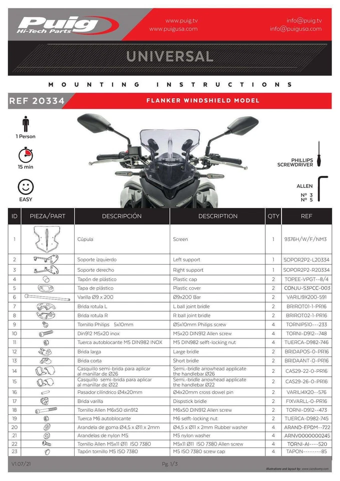 Parabrisas transparente Puig Flanker para Kawasaki Z1000 (10-13) Foto 4 de 4