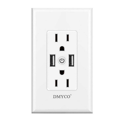 WiFi Smart Wall Outlet,Top & Bottom Outlets are Independently Controllable,Duple