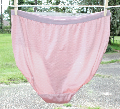 VINTAGE PINK POLY/SPANDEX BRIEF WORKOUT/YOGA SHINY GRANNY PANTIES SISSY SZ XL 9 - Picture 7 of 12