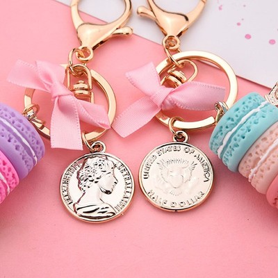 French Tower Keychain Cute Macaron Cake Shape Key Souvenirs Paris Tour Gift