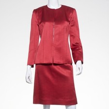 Vintage Valentino Miss V Red Suit Blazer Jacket Skirt Silk