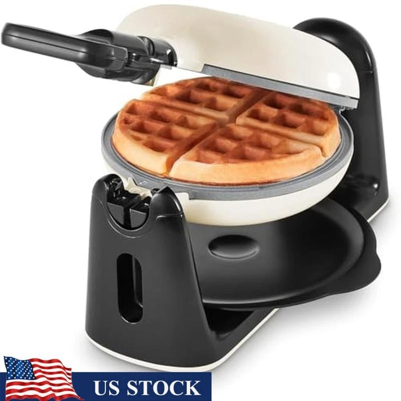 Ceramic Nonstick Belgian Waffle Maker Quick Breakfast 6.5 Inch Flipping New