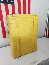 Vintage Clothes Hamper Woven Wicker? Yellow Laundry Basket 