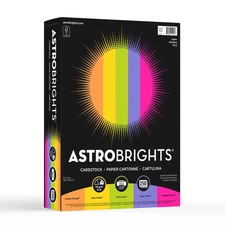 Astrobrights® Color Card Stock, Happy Assortment, Letter (8.5" x 11"), 65 L