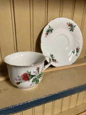 Lynns Victorian Rose Gold Trim Cup & Saucer 6" Diameter 2.5" Tall