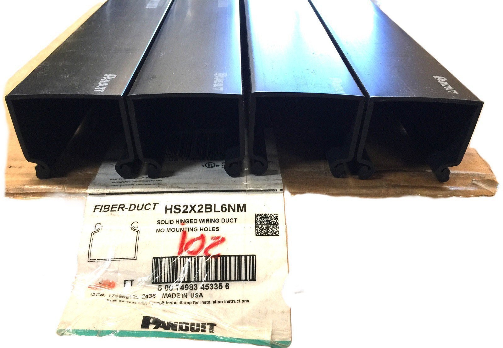 Panduit 2" x 6' Black PVC Hinged Duct Channel HS2X2BL6NM [Lot of 4] NOS
