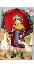 James Pyles Pearline Laundry Soap Trade Card -1910 Goose Motif -Victorian