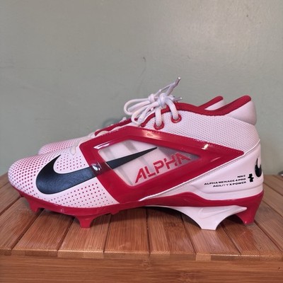 Nike Alpha Menace 4 Pro Football Cleats White/Red Men s Size 11 (IB2507-108) NEW