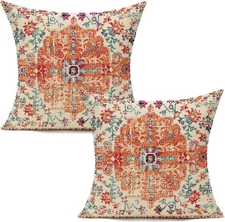 VAKADO Outdoor Throw Pillow Covers 18X18 18 x 18 (Pack of 2), Brunt Orange 