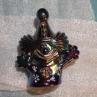 Fenton Hand-Painted Iridescent Carnival Glass Clown Figurine Signed C. Mackey