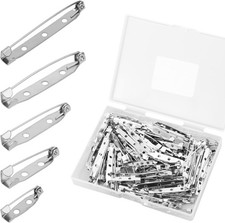 100pcs Brooch Pin Backs, 20mm/25mm/32mm/38mm/45mm Silver Safety Bar