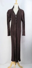 2pc Set PLEATS PLEASE Brown Long Jacket & Pants 694 6456