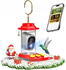Hummingbird Feeder with Camera, 2.5K QHD, AI Identify 11000+ Bird, Featuring AI 