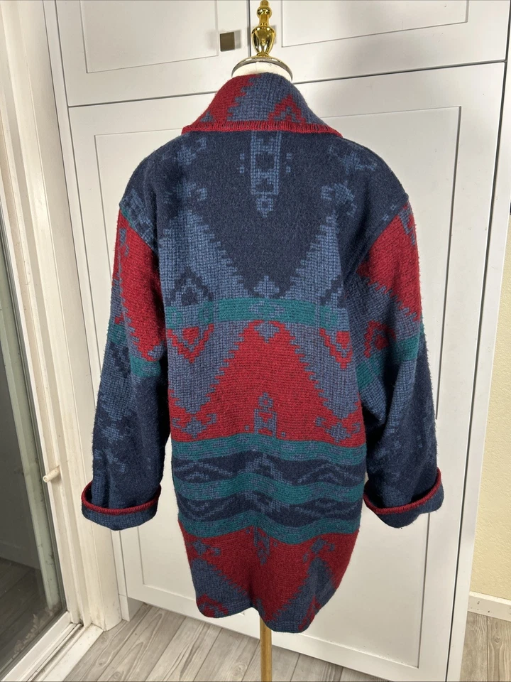 Chaqueta Abrigo Forrada De Lana Azteca del Suroeste De Colección Eddie Bauer Hecha en EE. UU. L Foto 4 de 4