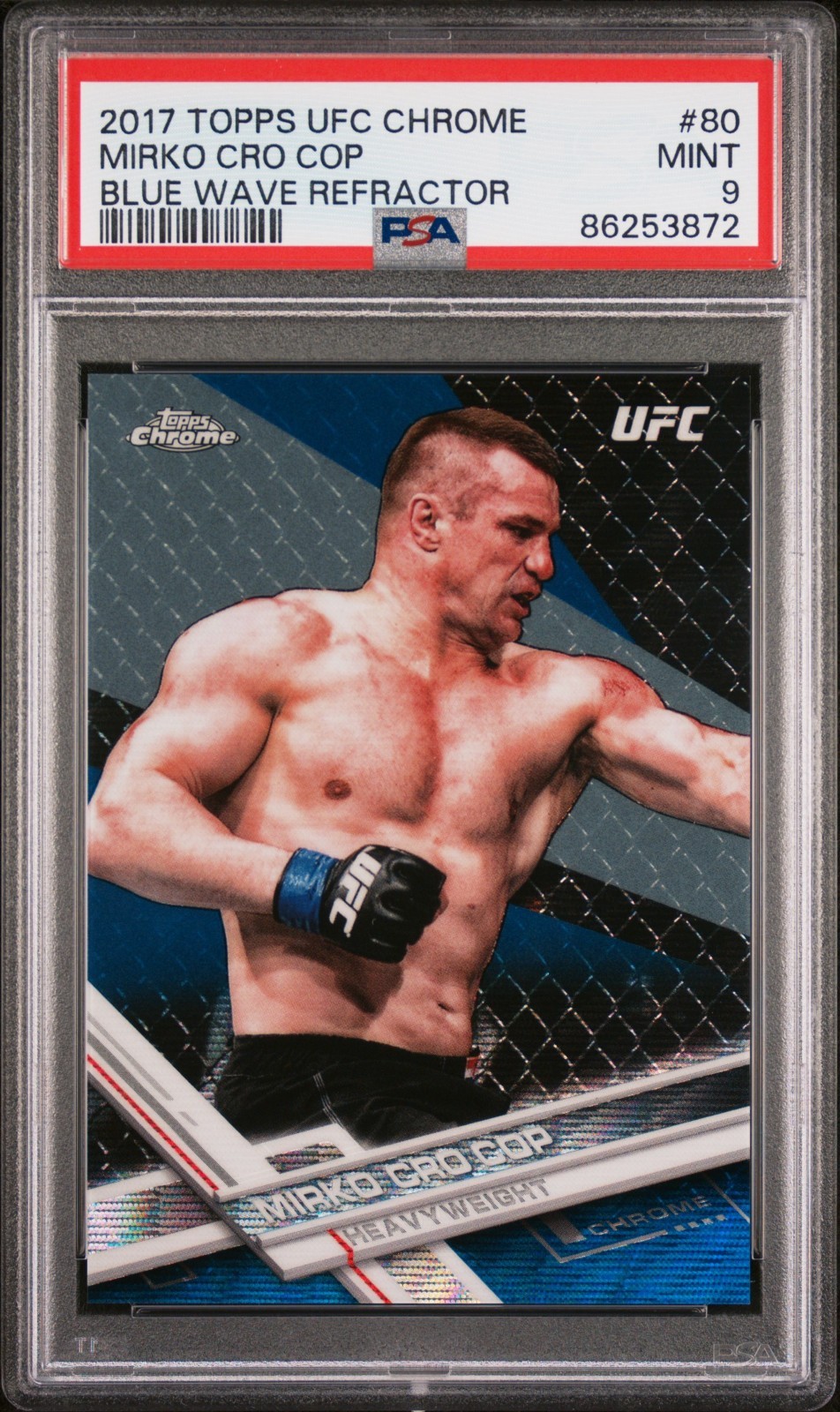 2017 Topps UFC Chrome Mirko Cro Cop #80 Blue Wave Refractor 25/75 PSA 9 POP 2!!