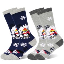 Kids Ski Socks Thermal Winter Warm Thick 3-6 Years 01 Dark Blue  Light Gray