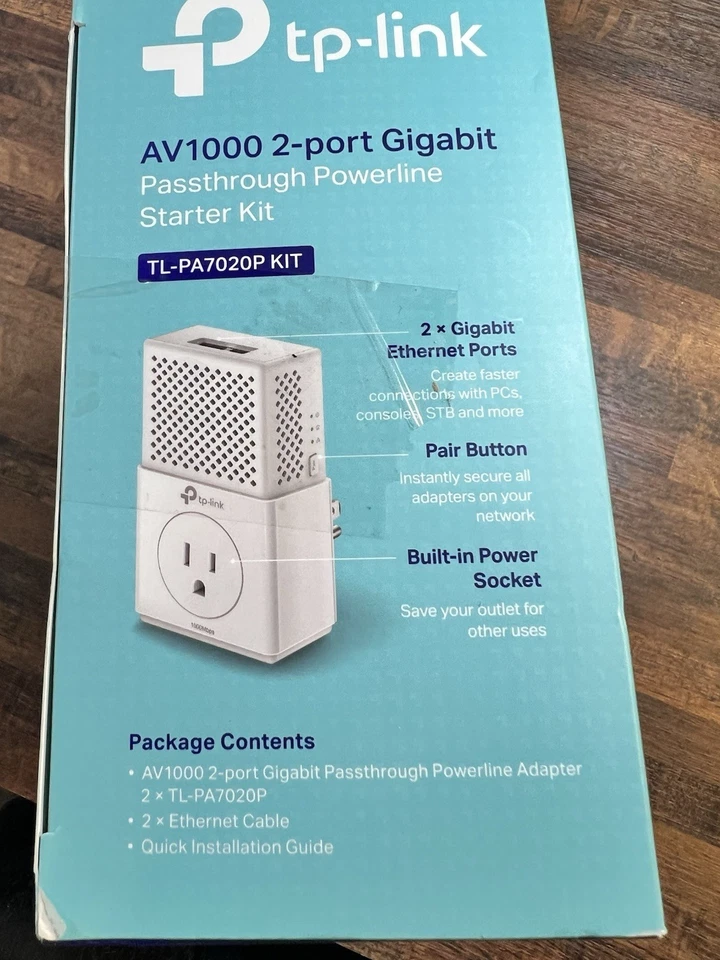 TP-Link TL-PA7020P AV1000 2 Port Gigabit Passthrough Powerline Starter Kit - Image 4 of 4