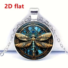 Dragonfly Round Necklace Jewelry Silvery Nature Bug Pendant