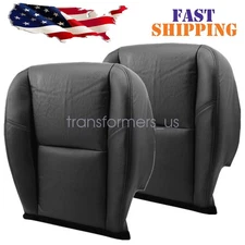 2007-14 For Cadillac Escalade Driver & Passenger Bottom Leather Seat Cover Black